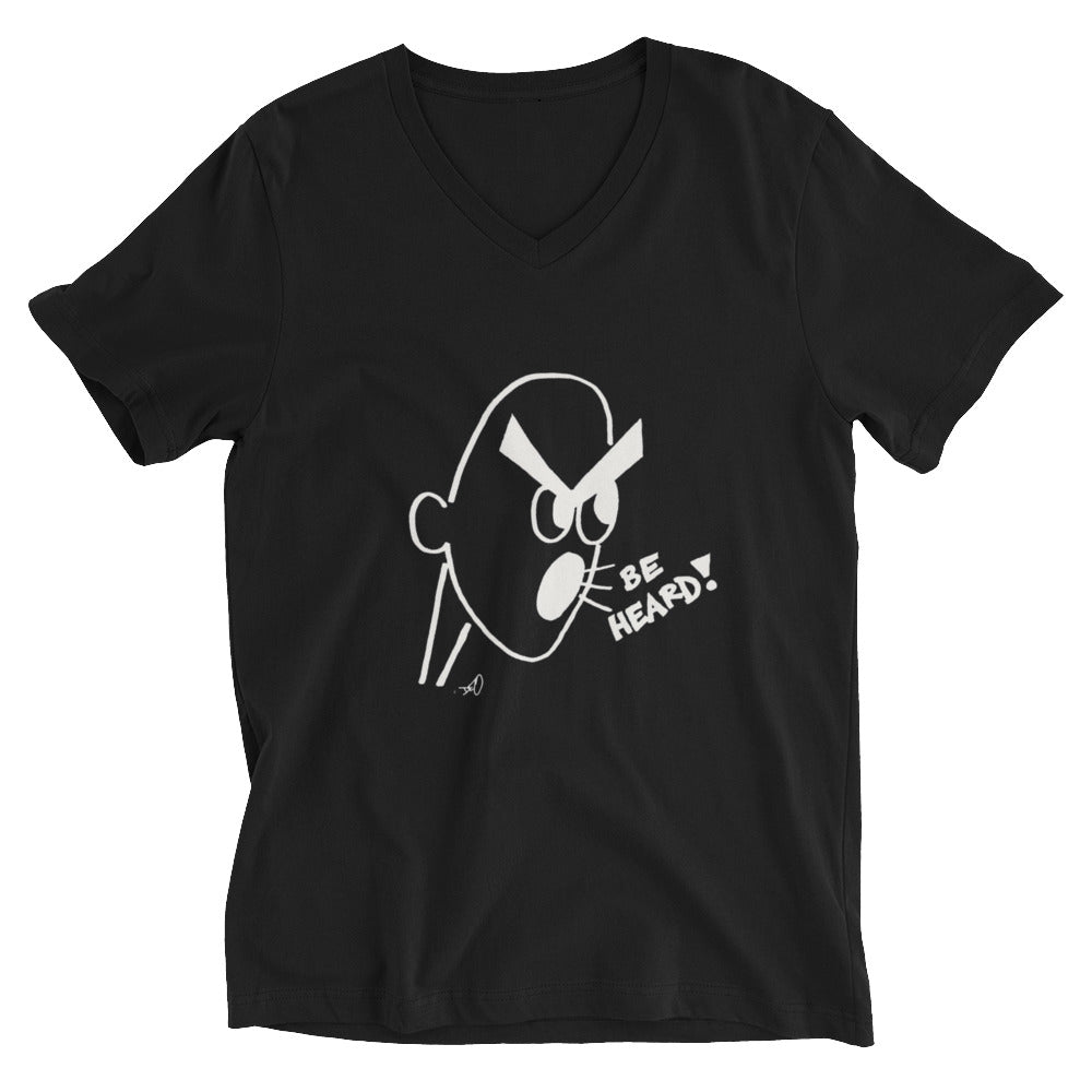 Be Heard! Black V-Neck Tee